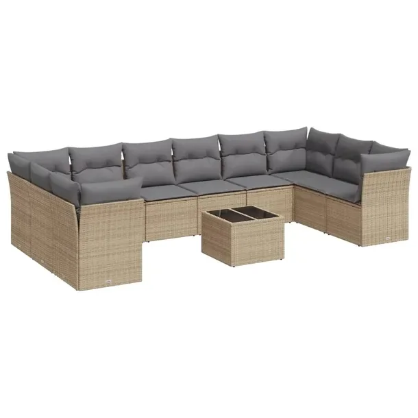 Zestaw mebli ogrodowych modułowych beżowy rattan PE 55 x 62 x 69 cm