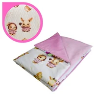 Koce i narzuty dla dzieci - Kocyk Dziecięcy 75x100 Letni Króliczki Róż/Róż Bawełna/Velvet Polski Producent - miniaturka - grafika 1