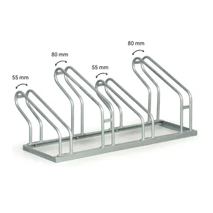Stojak na rower na ziemi, dwie szerokości kół 55 i 80 mm, 4 miejsca - Wieszaki na rower - miniaturka - grafika 1
