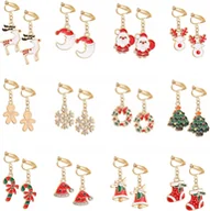 Biżuteria dla dzieci - KOLCZYKI NA KLIPSY DLA DZIEWCZYNEK 12 PAR ŚWIĄTECZNE RENIFER MIKOŁAJ - miniaturka - grafika 1