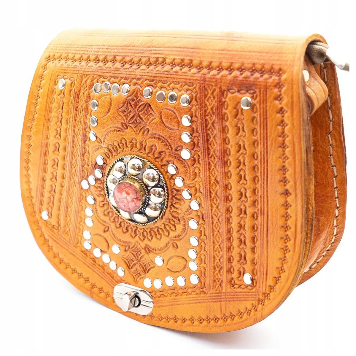 Torebka Damska Listonoszka Skórzana Na Ramię Orientalna Etniczna Z Maroko