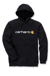 Bluzy sportowe męskie - Bluza męska z kapturem Carhartt Midweight Signature Logo Sweatshirt 001 czarny - grafika 1