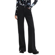 Spodnie damskie - Spodnie damskie Desigual Kafka dzwony czarne-XS - miniaturka - grafika 1