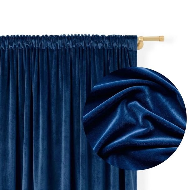 ZASŁONA WELUROWA NA TAŚMIE żabki tunel 140x250 Velvet Welur GRANATOWA