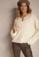 Swetry damskie - Beżowy Klasyczny Kardigan o Prostym Kroju Riavara - miniaturka - grafika 1