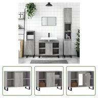 Szafki łazienkowe - The Living Store Szafka łazienkowa szara Sonoma 80x33x60 cm Materiał drewnopochodny - miniaturka - grafika 1