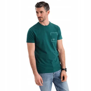 T-shirt męski 100% bawełna kieszonka ciemnozielony V5 OM-TSPT-0154 V5 r XL - Koszulki męskie - miniaturka - grafika 1