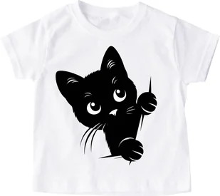 koszulka z kotem dla dziecka kot czarny 3 - Koszulki dla dziewczynek koszulka z kotem dla dziecka kot czarny 3 - Koszulki dla dziewczynek - miniaturka - grafika 1