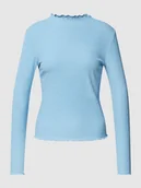 Bluzki damskie - Bluzka z długim rękawem z falistym wykończeniem - miniaturka - grafika 1