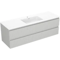 Szafki łazienkowe - Mexen Rivel szafka łazienkowa 140 cm z umywalką Otis, 2 szuflady, ryflowana , szara mat/biała mat - 91A20-14047-2-BFF62-W18M0 - miniaturka - grafika 1