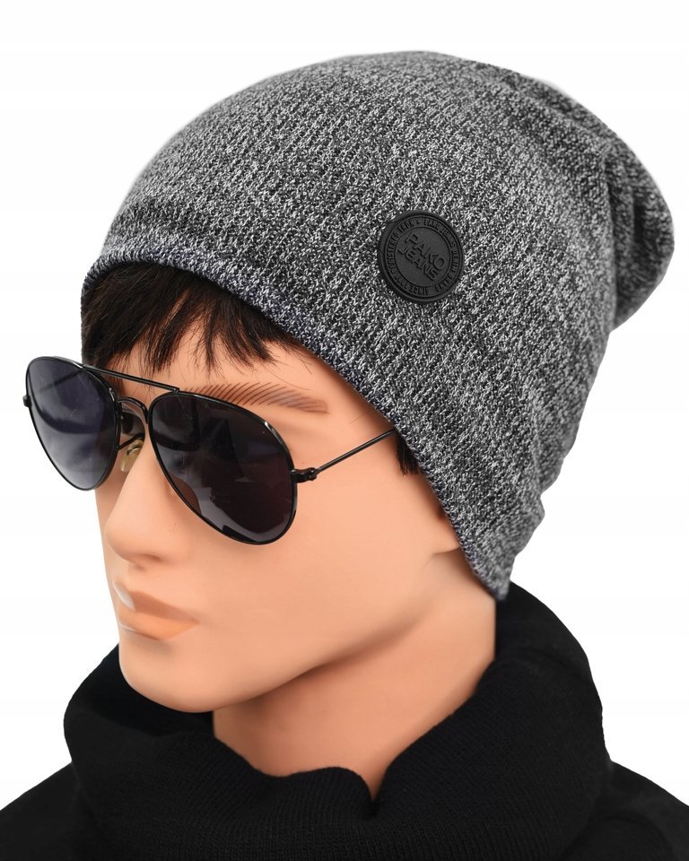 CZAPKA ZIMOWA Smerfetka Dwuwarstwowa z POLAREM Beanie CZARNA Pako Jeans