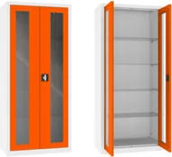 Meble i wyposażenie gabinetów medycznych - NSML.112.9010.2004 szafa lekarska 2-skrzydłowa 1-komorowa biało-pomarańczowa - miniaturka - grafika 1