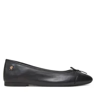 Baleriny - Baleriny Tommy Hilfiger Toe Cap Leather Ballerina FW0FW08759 Czarny - miniaturka - grafika 1