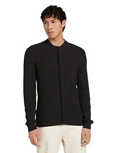 TOM TAILOR Denim Męskie Kardigan 1028395, 10617 - Black Grey Melange, XS - Swetry męskie - miniaturka - grafika 1