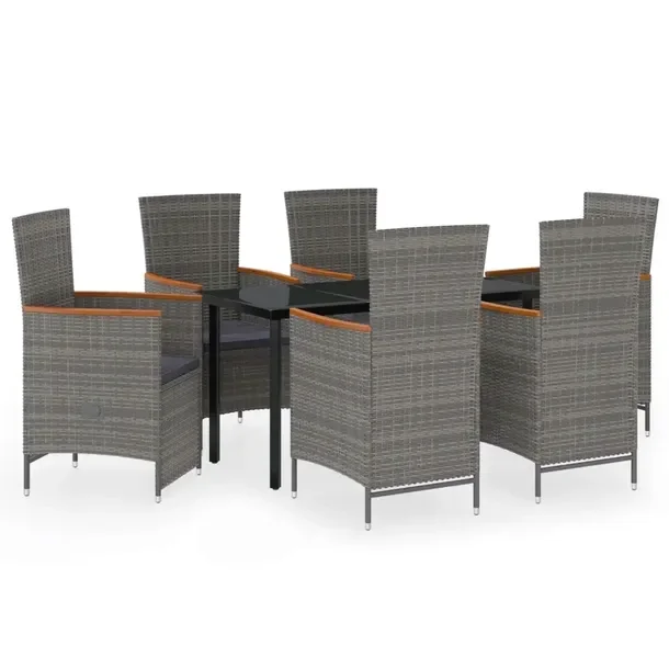 Stylowy zestaw mebli ogrodowych szaro-czarny, stół 140x70x74 cm, krzesła