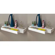 Półki do salonu - vidaXL vidaXL Półki wiszące z szufladami, 2 szt., białe, 80 cm - miniaturka - grafika 1