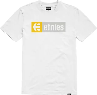 t-shirt męski ETNIES NEW BOX TEE White/Light Grey/Yellow - Koszulki męskie - miniaturka - grafika 1