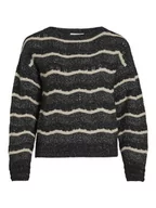 Swetry damskie - Vila Damski sweter z dzianiny Vipolana Ls Boatneck Glitter Knit Top/Su, czarny, XS - miniaturka - grafika 1