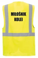 Odzież robocza - Kamizelka odblaskowa z zamkiem rozmiar L nadruk MIŁOŚNIK KOLEI - miniaturka - grafika 1