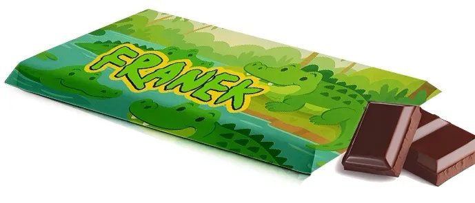 Czekolada personalizowana z imieniem - zabawny motyw krokodyli dla dzieci