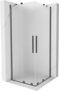 Mexen Velar Duo kabina prysznicowa rozsuwana 100x100 cm, szron, gun metal - 871-100-100-32-95 - Kabiny prysznicowe - miniaturka - grafika 1