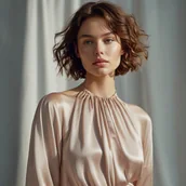 Pasmanteria - Tkanina ubraniowa satyna z lycrą - różowe złoto 13 - miniaturka - grafika 1