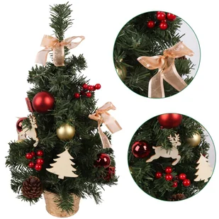 Sztuczna choinka z czerwonymi ozdobami w doniczce 50cm - Choinki - miniaturka - grafika 1