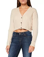 Swetry damskie - Tommy Jeans Damski sweter Tjw Crop Essential Rib, Gładki kamień, L - miniaturka - grafika 1