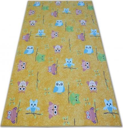 Dywany Łuszczów Dywan dla dzieci OWLS żółty SOWY SÓWKI, 200x500 cm