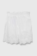 Spodnie i spodenki dla dziewczynek - Guess szorty lniane dziecięce kolor biały gładkie - miniaturka - grafika 1