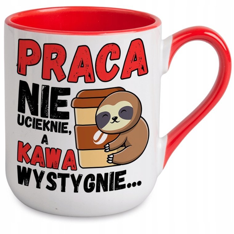KUBEK PRACA NIE UCIEKNIE A KAWA WYSTYGNIE ZŁOTY DO PRACY KAWY BIURA FIRMY