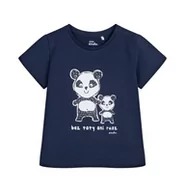 Bluzki dla niemowląt - T-shirt dla dziecka do 2 lat, z misiami panda, granatowy - miniaturka - grafika 1