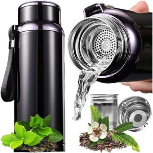 Termos butelka bidon termiczny 800ml do kawy herbaty yerba mate LED sitko smyczka Alogy wyświetlacz Czarny - Części i akcesoria do laptopów - miniaturka - grafika 12