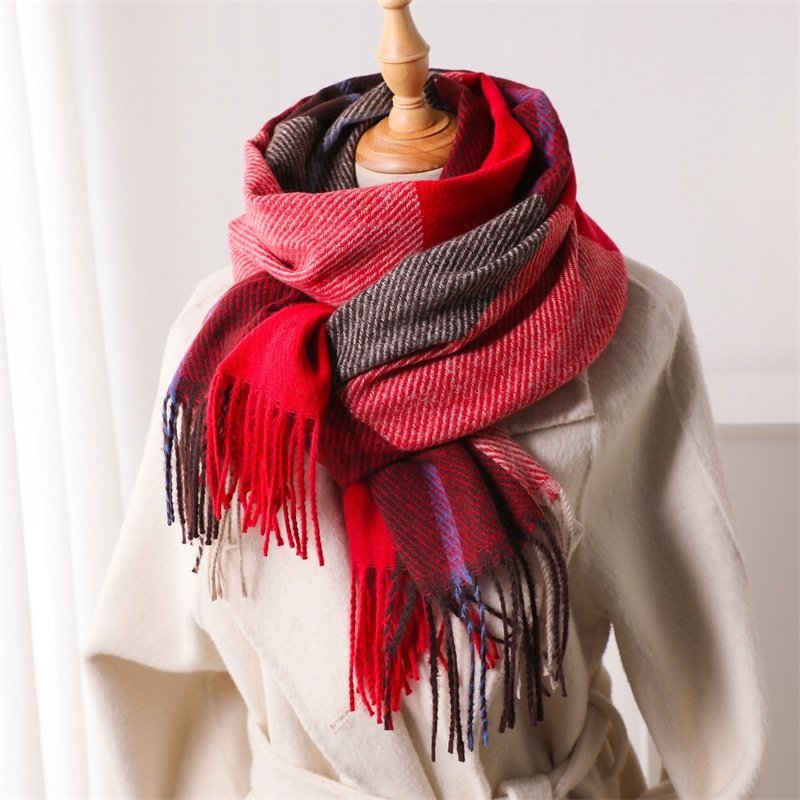 elegancki damski SZAL na zimę ciepły SZALIK szykowny 200x66 wielokolorowy