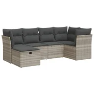 Sofy ogrodowe - vidaXL 6-częściowa sofa ogrodowa z poduszkami z jasnoszarego polirattanu - miniaturka - grafika 1