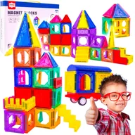 Zabawki interaktywne dla dzieci - Klocki Magnetyczne 3D Konstrukcyjne Edukacyjne 110 el. - miniaturka - grafika 1