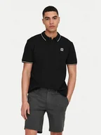 Koszulki męskie - Only & Sons Polo Fletcher 22024827 Czarny Regular Fit - miniaturka - grafika 1