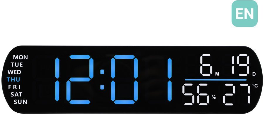 JVD Zegar sieciowy LED SB5512.1 cyfry 5 cm, termometr, budzik, wersja angielska