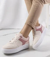 Botki damskie - Beżowe sneakersy damskie Lins-39 - miniaturka - grafika 1