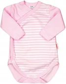 Body dla niemowląt - Body Kopertowe dłr WCZEŚNIAK Paski RÓŻ r 44 KLEKLE - miniaturka - grafika 1