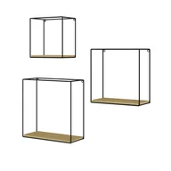 Półki do salonu - Vicco Półka ścienna Hilde, Złoty dąb energetyczny, Zestaw 3 - miniaturka - grafika 1