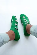 Skarpetki męskie - Stopki męskie bawełniane zielone z grafiką piłkarską Milena - miniaturka - grafika 1