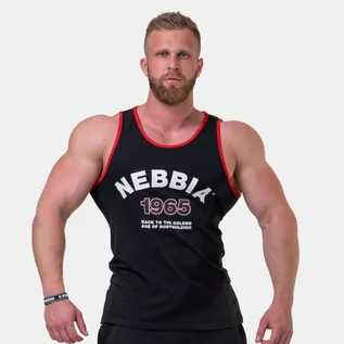 Koszulki sportowe męskie - NEBBIA Mens Old School Muscle Tank Top Black - grafika 1