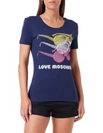 Koszulki i topy damskie - Love Moschino T-shirt damski z krótkim rękawem, ciemnoniebieski, 46 - miniaturka - grafika 1