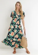 Sukienki - Granatowa Sukienka Maxi z Kopertowym Dekoltem i Gumkami w Pasie Kelsi - miniaturka - grafika 1