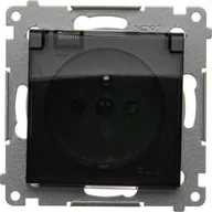Gniazdka elektryczne - Kontakt-Simon Simon54 Gniazdo wtyczkowe z uziemieniem klapka DGZ1BZ.01/49A czarny - miniaturka - grafika 1