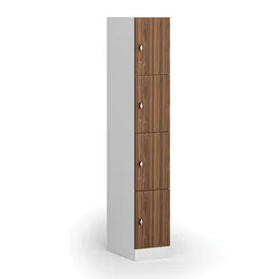 Szafka ubraniowa ze schowkami, 4 schowki, 1850 x 300 x 500 mm, zamek obrotowy, drzwi laminowane, orzech - Szafki biurowe - miniaturka - grafika 1
