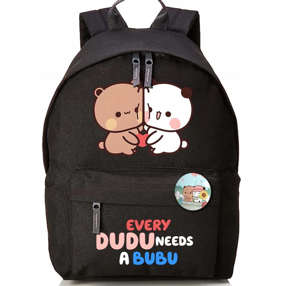 Plecak Szkolny Młodzieżowy Czarny Dla Dziewczynki Bubu I Dudu Pin Do Szkoły