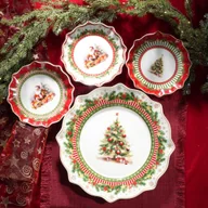 Talerze - Zestaw do ciasta świąteczny na 6 osób porcelanowy CHRISTMAS TREE - miniaturka - grafika 1