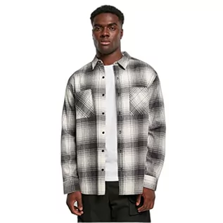 Koszule męskie - Urban Classics Mock Check Shirt męska koszula z długim rękawem beżowa/czarna Basics, Whitesand/Black, 4XL - grafika 1